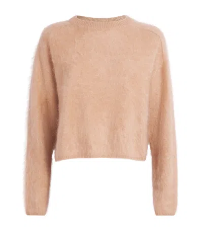 Soft Goat Brushed Cashmere Crew-neck Sweater In Pink