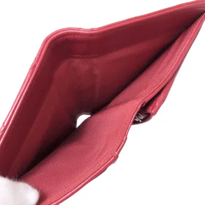 Pre-owned Chanel Red Color Leather Long Wallet (tri-fold) ()