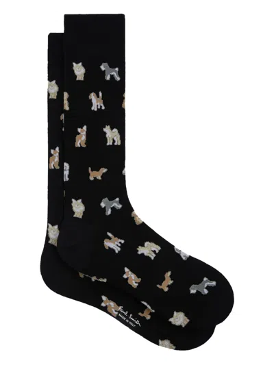 Paul Smith Dog-pattern Socks In Black
