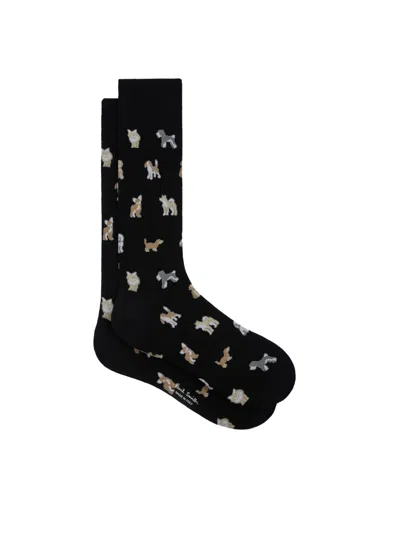 Paul Smith Dog-pattern Socks In Black