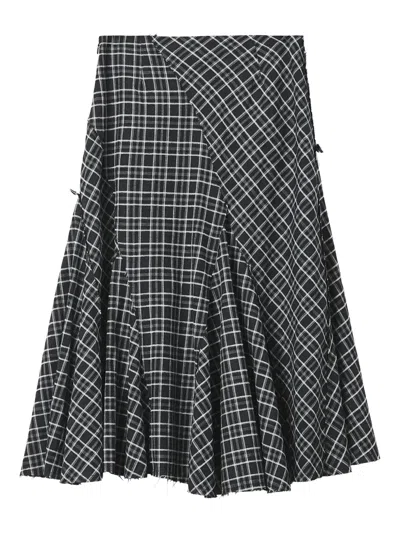 B+ab Checked-pattern Skirt In Black