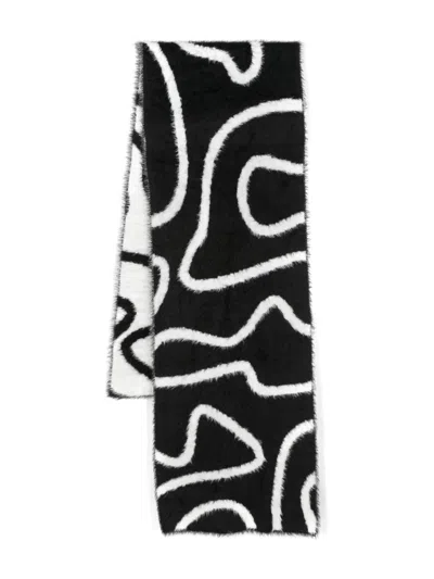 Az Factory Two-tone Jacquard Scarf In Black