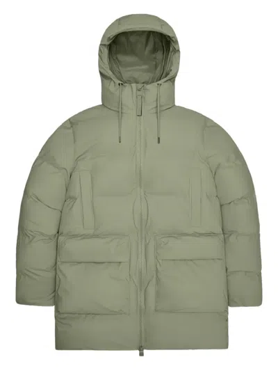 Rains Alta Hooded Pocket Puffer Coat In Green