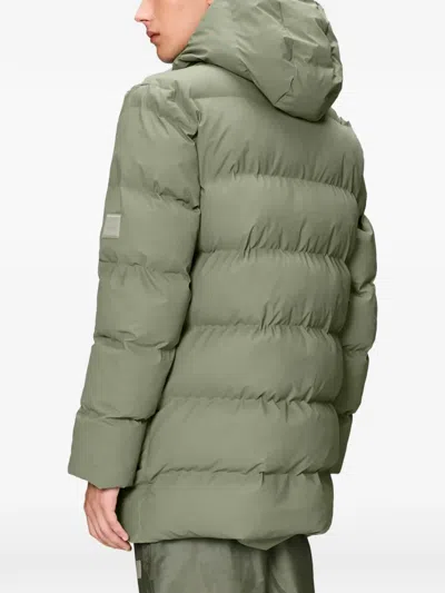 Rains Alta Hooded Pocket Puffer Coat In Green