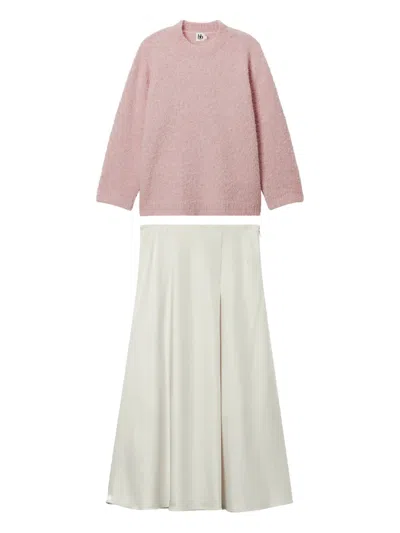B+ab Crew-neck Sweater And Midi Skirt In Pink