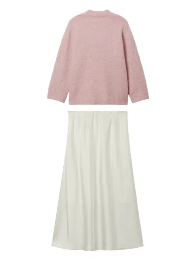 B+ab Crew-neck Sweater And Midi Skirt In Pink