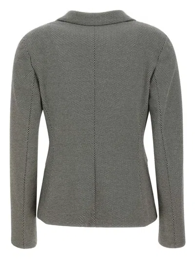 Hugo Boss Houndstooth-pattern Single-breasted Blazer In Gray