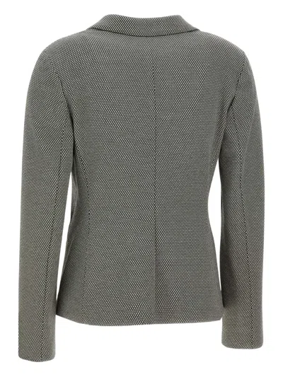 Hugo Boss Houndstooth-pattern Single-breasted Blazer In Gray