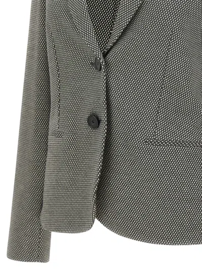 Hugo Boss Houndstooth-pattern Single-breasted Blazer In Gray