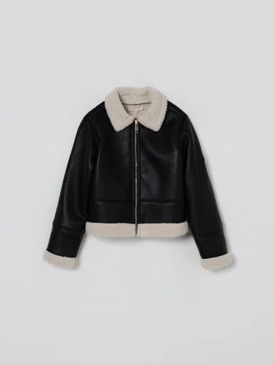 Michael Kors Brown Faux Fur Coat For Girl With Logo In Brown