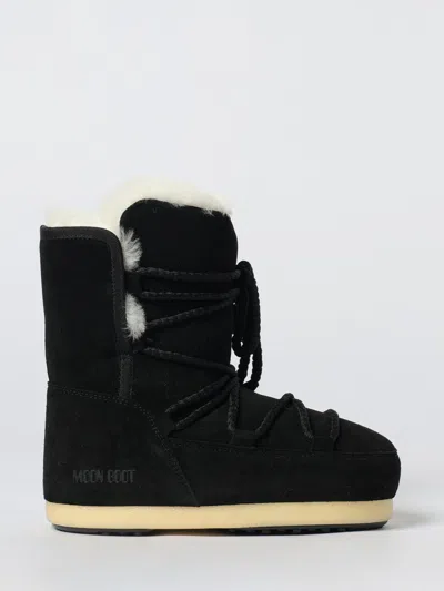 Moon Boot Suede And Shearling Ankle Boots In Black