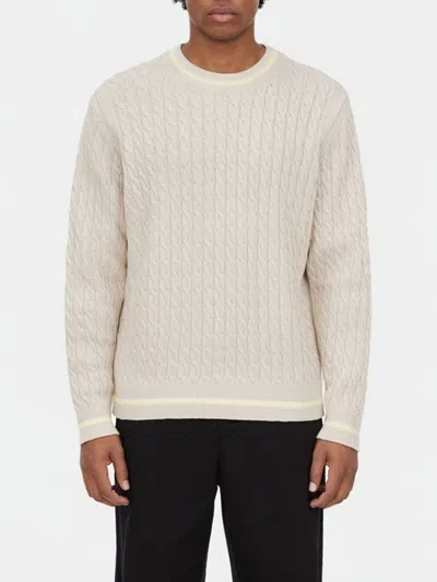 Eleventy Cable-knit Ribbed-edge Sweater In White