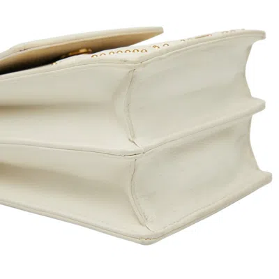 Pre-owned Dior Christian  Gold Ivory White Leather Shoulder Bag ()