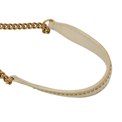 Pre-owned Dior Christian  Gold Ivory White Leather Shoulder Bag ()