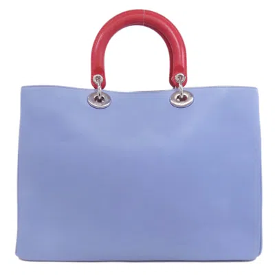 Pre-owned Dior Christian  Light Blue Red Color Leather Tote Bag ()