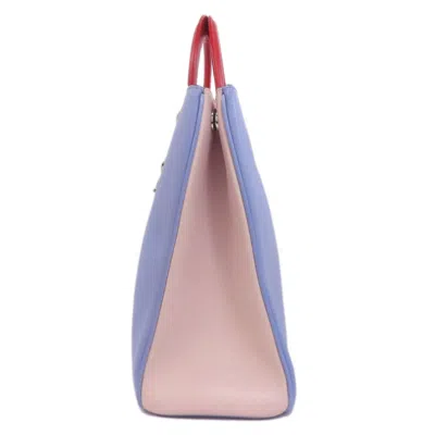 Pre-owned Dior Christian  Light Blue Red Color Leather Tote Bag ()
