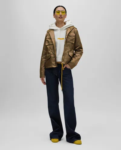 Aspesi Field Jacket In Water-repellent Polyamide Bomber Satin In Gold