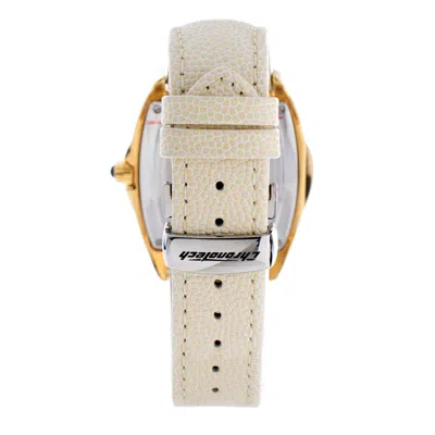 Chronotech Beige Leather Watch In Gold