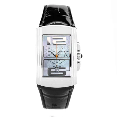 Chronotech Black Leather Dress  Watch In Black