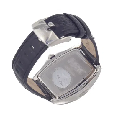 Chronotech Black Leather Watch In Black