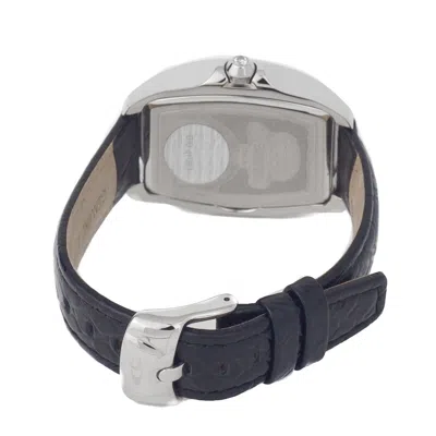 Chronotech Black Leather Watch In Black