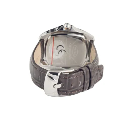 Chronotech Black Leather Watch In Black