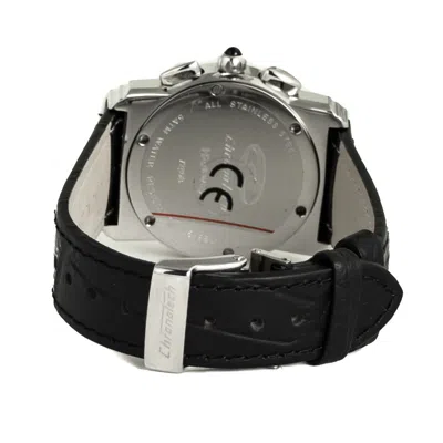 Chronotech Black Leather Watch In Black