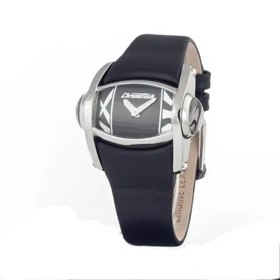 Chronotech Black Leather Dress Women's Watch In Black