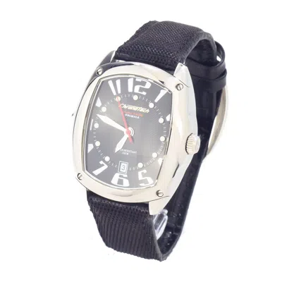 Chronotech Black Leather Watch In Black