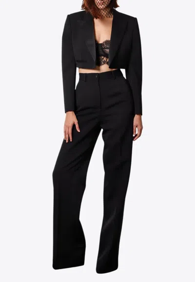 Dolce & Gabbana Cropped Tuxedo Blazer In Black