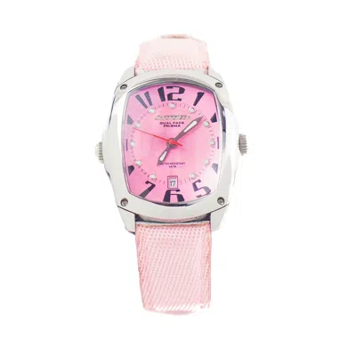 Chronotech Multicolor Leather Dress Women's Watch In Pink