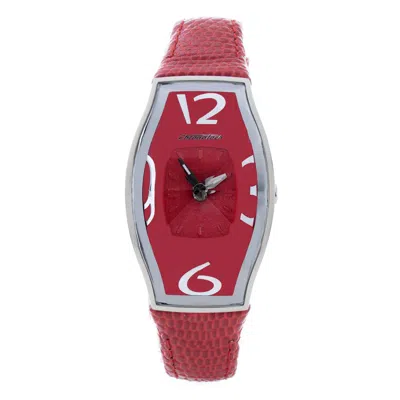 Chronotech Red Leather Dress Women's Watch In Red