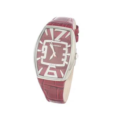 Chronotech Red Leather Dress Women's Watch In Red
