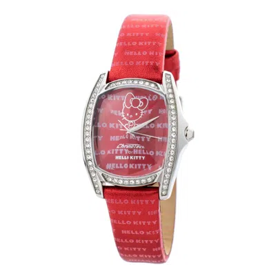 Chronotech Red Leather Watch In Red