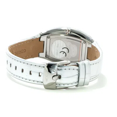 Chronotech Silver Leather Dress Women's Watch In Silver