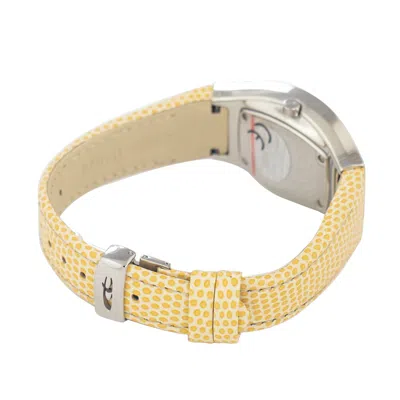 Chronotech Yellow Leather Dress Women's Watch In Yellow