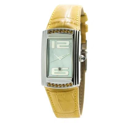 Chronotech Yellow Leather Dress Women's Watch In Yellow