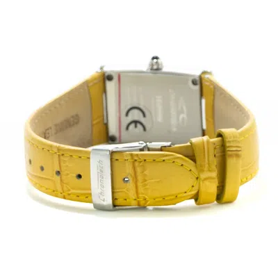 Chronotech Yellow Leather Dress Women's Watch In Yellow