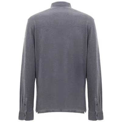 Corneliani Blue Cotton Polo Men's Shirt In Gray