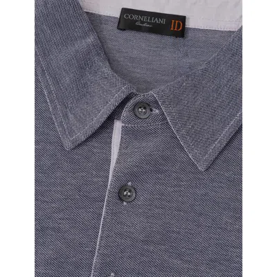 Corneliani Blue Cotton Polo Men's Shirt In Gray