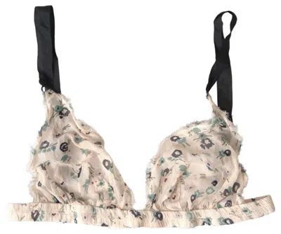 Costume National Beige Floral Underwear Bikini Bra In Multi