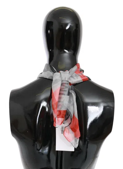 Costume National 100% Silk Branded Scarf For Women In Gray