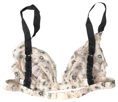 Costume National Beige Floral Underwear Bikini Bra In Multi