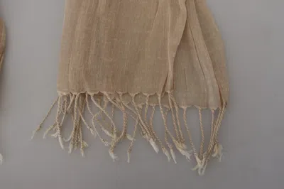 Costume National Beige Cotton Shawl Foulard Fringe Women's Scarf In Sand