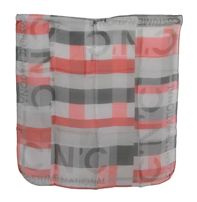 Costume National 100% Silk Branded Scarf For Women In Gray