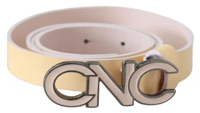 Costume National Beige Leather Pink Letter Logo Belt In Neutral