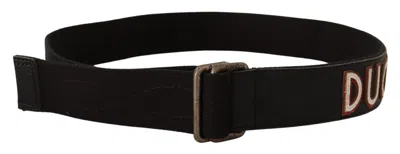 Costume National Black Cotton Ducati Metal Buckle Belt In Black