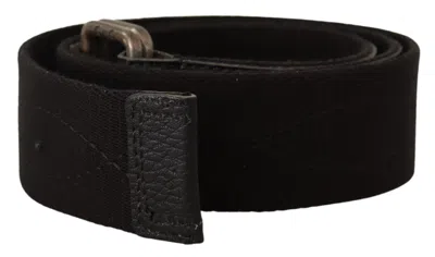 Costume National Black Cotton Ducati Metal Buckle Belt In Black