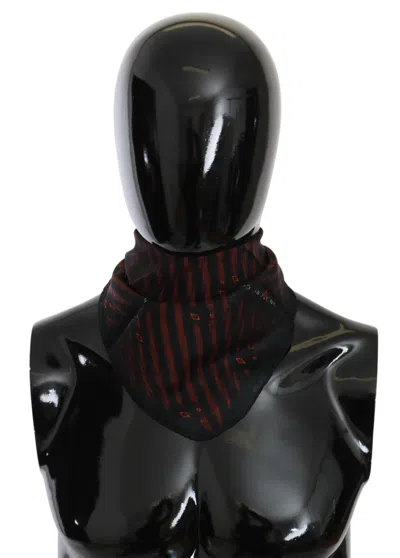 Costume National Elegant Silk Scarf Bandana Hat In Black Orange In Black