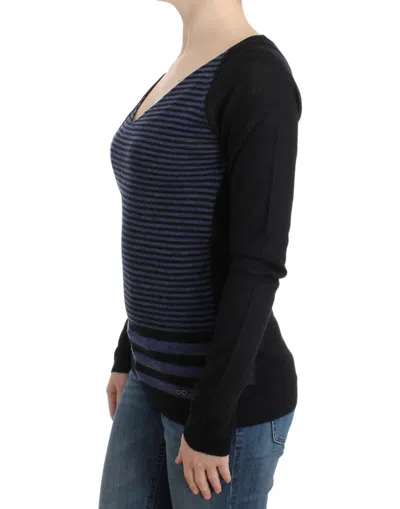 Costume National Striped V-neck Women's Sweater In Black